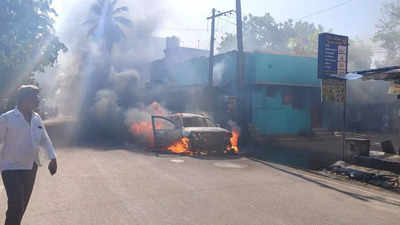 Car goes up in flames near Chennai
