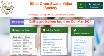 Bihar Panchayati Raj Vibhag Recruitment 2024 begins for 6570 Accountant, IT Assistant posts: Application link, vacancy details