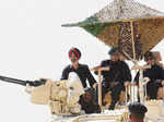 President Patil rides battle tank