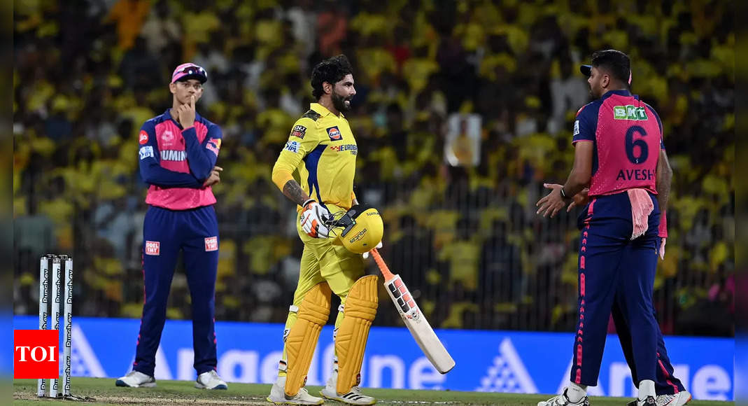 Ravindra Jadeja cops a blow and given out obstructing the field in rare IPL dismissal | Cricket News – Times of India