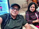Arindam Sil and wife attend cricket match at Eden Gardens