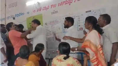 Watch: YSRCP MLA Sivakumar slaps voter at polling booth in Andhra Pradesh, gets it back