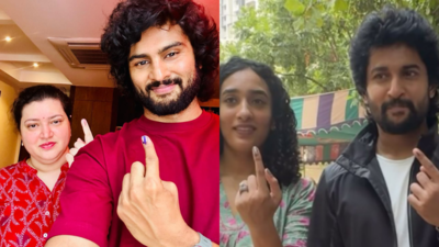 Sudheer Babu and Nani cast their votes alongside their families