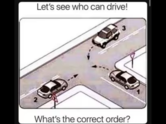 In which order the cars should move to avoid accidents?