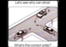 In which order the cars should move to avoid accidents?