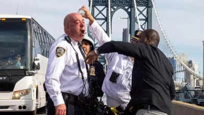 NYPD top cop mistakenly sprays himself during anti-Israel protest