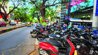 Venkatanarayana Road footpaths turn parking lot