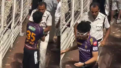 Watch: KKR fan hides match ball, faces anger of a cop who retrieves it