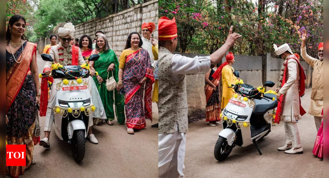 Bengaluru man swaps horse with electric scooter for unique baraat: Video goes viral