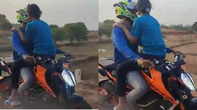 Caught on cam: Couple performs stunt while riding bike in Jashpur, Chhattisgarh Police issues challan