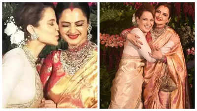 Kangana Ranaut kisses and hugs Rekha in throwback photos from Anushka Sharma and Virat Kohli's wedding reception - See inside