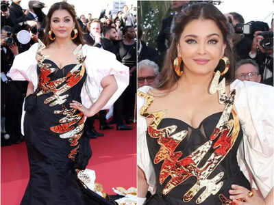 princess polly baby blue dress Aishwarya Rai Bachchan shines in gold and black gown at Cannes:  Breathtaking pics inside