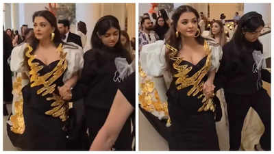Aaradhya Bachchan SPOTTED helping injured mom Aishwarya Rai Bachchan make her way to Cannes red carpet - WATCH