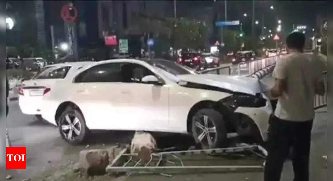 Watch: Surat woman’s Rs 60 lakh Mercedes Benz C-Class wrecked in dust storm crash