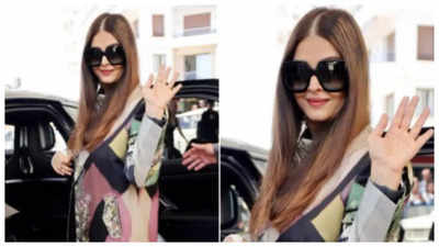 Aishwarya Rai looks chic and elegant in a multi-coloured coat and shades at Cannes 2024 - See photos