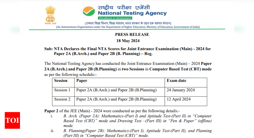 JEE Main 2024 Paper 2 result declared: Direct link to check, key highlights