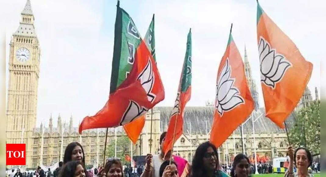 Indian women gather in traditional attire outside UK Parliament to extend support to PM Modi’s success in LS polls – Times of India