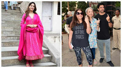 Lok Sabha Elections 2024: Bollywood stars Janhvi Kapoor, Farhan Akhtar, Zoya Akhtar step out early to cast their vote - WATCH
