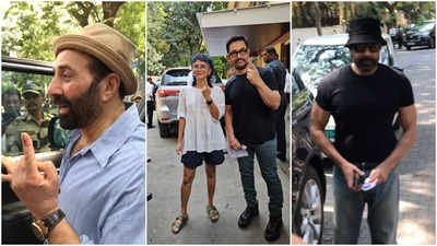 Pics: Sunny Deol, Aamir Khan, Bobby Deol step out to vote