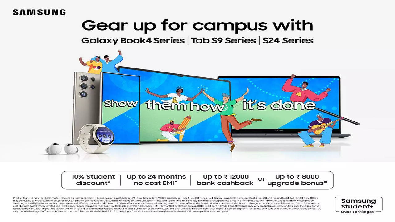 Samsung announce cashback offers and discounts on Galaxy Book smartphones and tablets for students All details Times of India