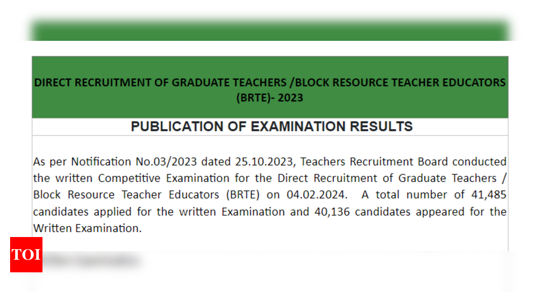 TN TRB Graduate teacher and BRTE results 2024 declared, direct links to check