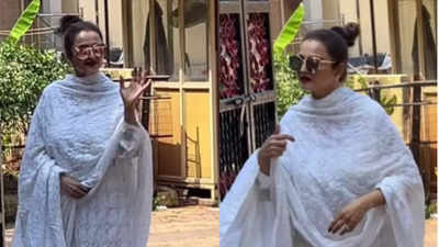 Rekha wears 'sindoor', looks ethereal in a white kurta look as she steps out to vote for Lok Sabha Elections 2024 - WATCH video