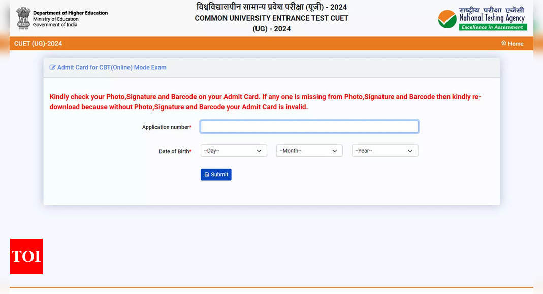 CUET UG 2024 Admit Card for CBT exam from May 21 to 24 released; check direct link here