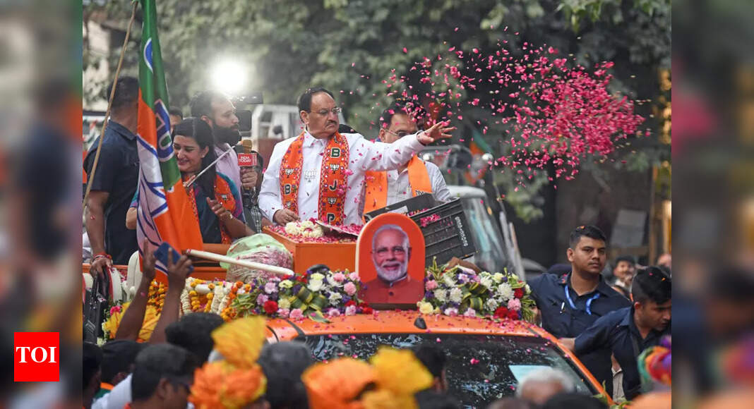 JP Nadda holds massive roadshow in Haryana's Rohtak | India News - Vimarsana News