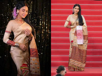 Assamese actress Aimee Baruah stuns in a muga silk sari at Cannes