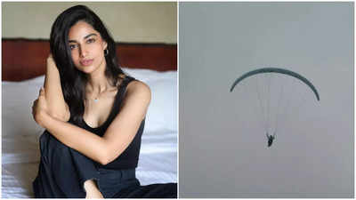 Meenakshi Chaudhary goes paragliding