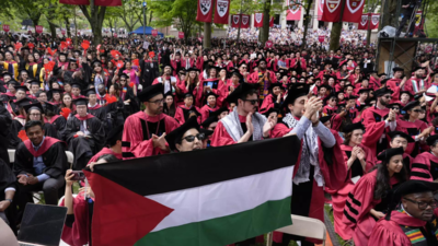 'Free, free Palestine': Hundreds of students walk out of Harvard commencements after weeks of protests