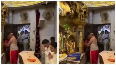 Parineeti Chopra twins with Raghav Chadha as they seek blessings at Mumbai's Siddhivinayak temple after eye surgery- Watch