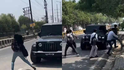 Delhi youth in Mahindra Thar scares pedestrians in viral video ...