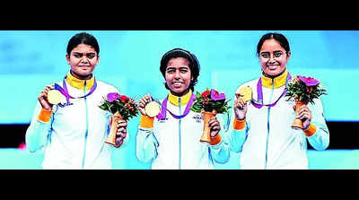 Hat-trick of WC gold for women’s compound team
