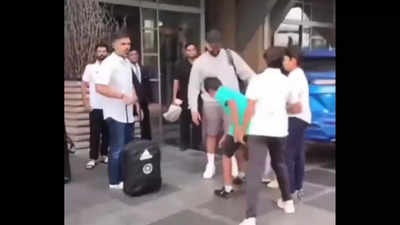 Watch: Young fan touches Rohit Sharma's feet, wishes him for T20 World Cup