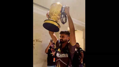 'Shreyas Bhai with the trophy is a vibe!': KKR captain Shreyas Iyer's special celebration with fans after IPL success - Watch