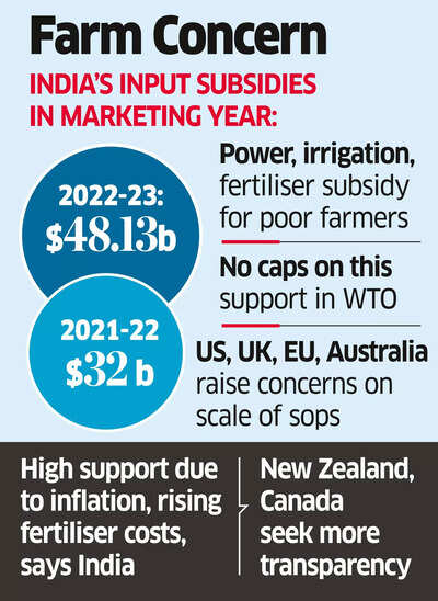 A section of WTO nations question India's farm input subsidies | India ...