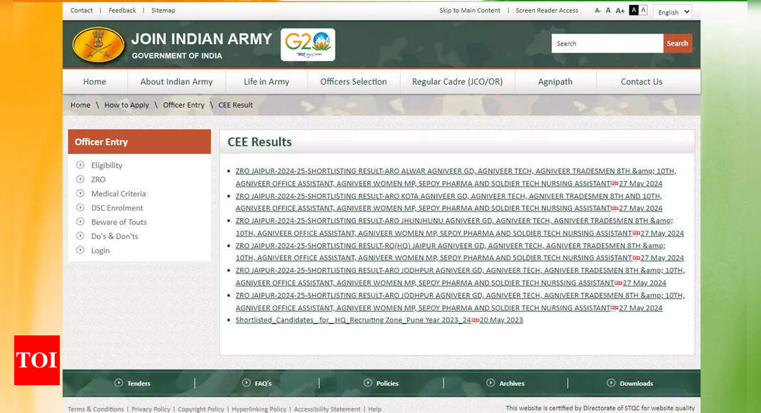 Army Agniveer Results 2024: Indian Army Agniveer CEE results 2024 released for multiple AROs in Rajasthan; Download here |