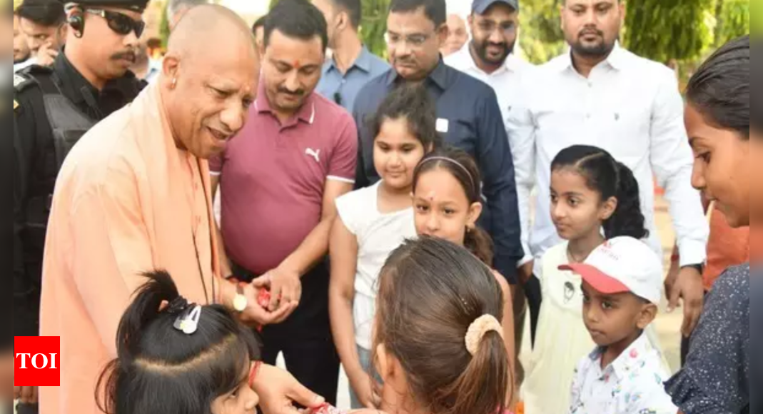 UP CM offers prayers at Gorakhnath Temple, interacts with children | India News