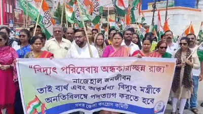 Tripura lawyers demonstrate on Agartala street protesting power cuts in courts for two days