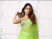 Janhvi Kapoor shines bright in a neon green saree