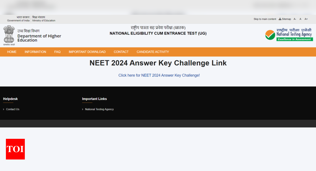 NTA releases NEET UG Answer Key 2024 at nta.ac.in: Here’s the direct link to check and steps to raise objection till 31st May