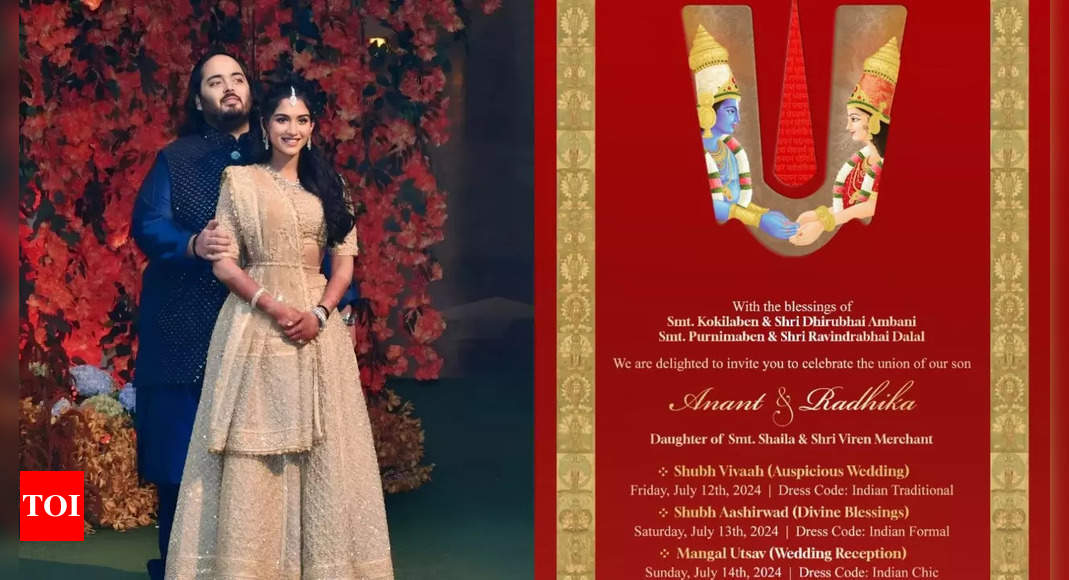 ‘Kankotri’ out! Anant Ambani and Radhika Merchant’s wedding invitation: Check out date, venue, dress code, and more details | Hindi Movie News