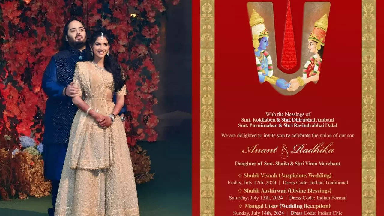 Kankotri' out! Anant Ambani and Radhika Merchant's wedding invitation:  Check out date, venue, dress code, and more details | Hindi Movie News -  Times of India