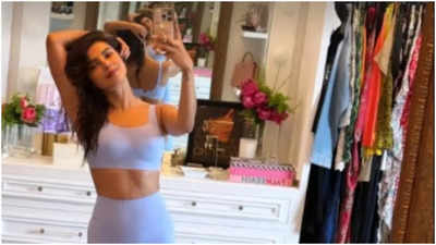 Priyanka Chopra shares a sneak peek of her walk-in closet while taking a mirror selfie