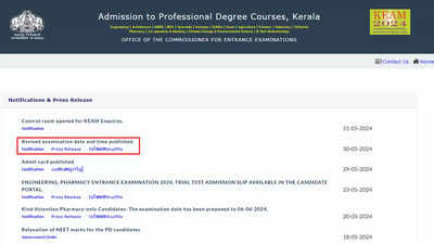 Kerala KEAM 2024: New Schedule for Engineering and Pharmacy Entrance Exams Released, Download here