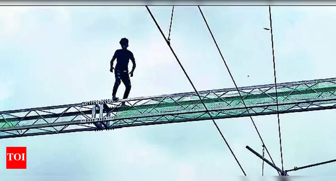 Electricity Pole: Man climbs up electricity pole | Vadodara News - Vimarsana News