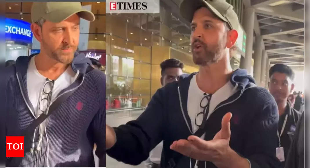 Hrithik Roshan gets visibly irritated by the paps at the airport, says ‘Aaj Kuch Ajeeb ho raha hai’, netizens react – WATCH video | Hindi Movie News