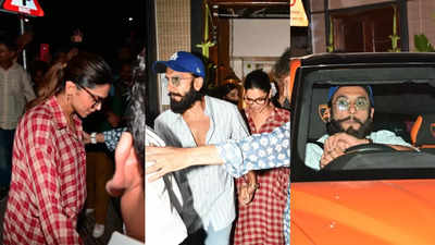 Parents-to-be Ranveer Singh and Deepika Padukone step out for a family dinner in Bandra