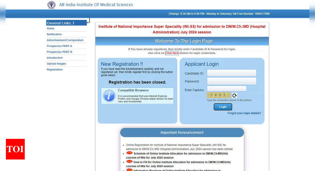 INI SS 2024 registration for July 2024 Session begins; Check direct link here